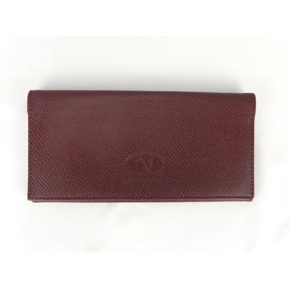 Valentino Handbags - Vintage Rudolph Valentino Burgundy‎ Leather Continental Wallet Embossed Logo